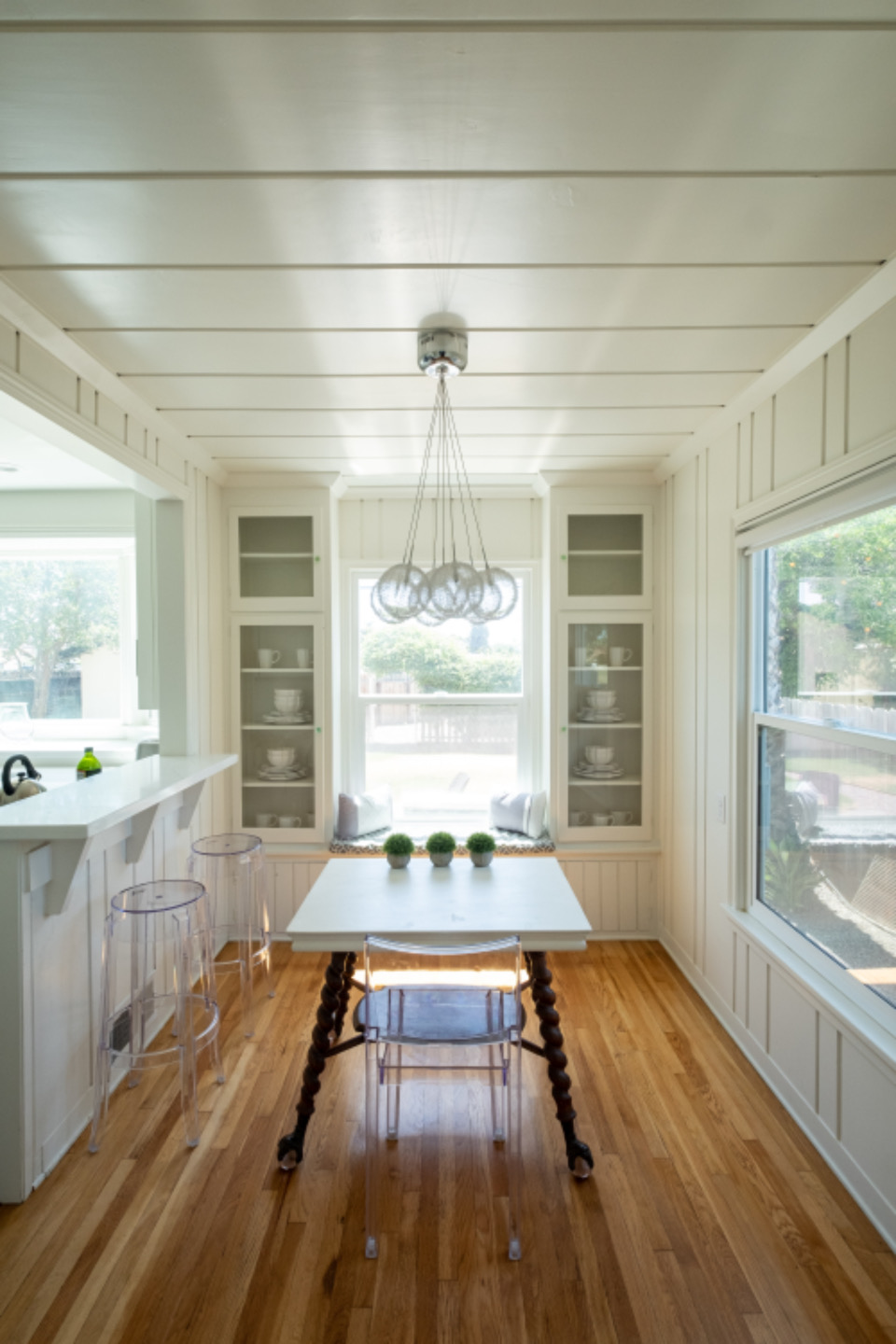 Bright breakfast nook with wood floors